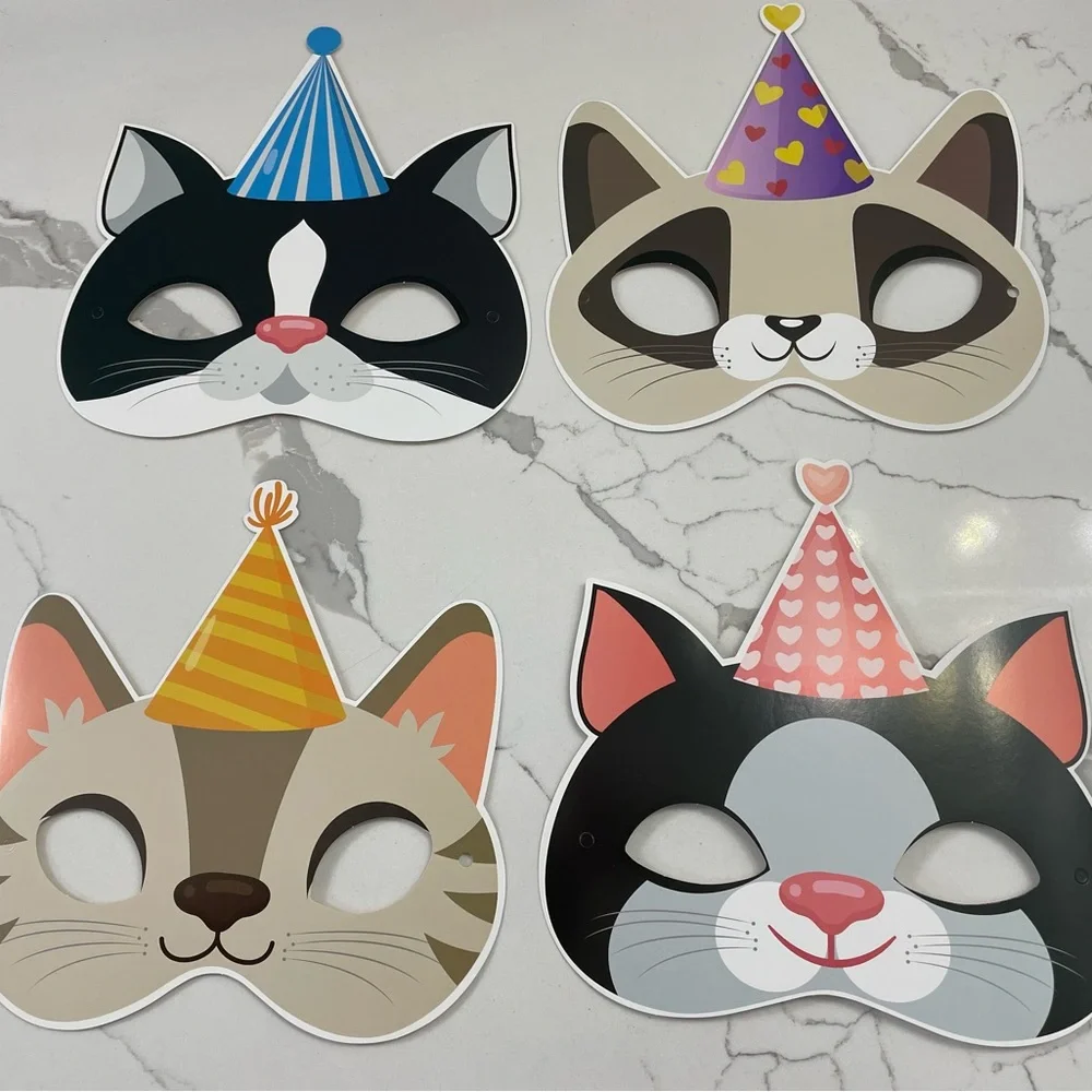Cat Face Party Masks - 27 Multi Color Animal Mask Set